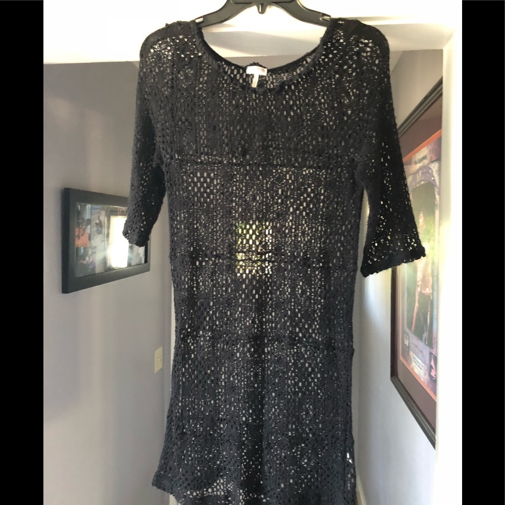 Intimately Free People Black Crochet 3/4 Sleeves Top - Picture 8 of 14